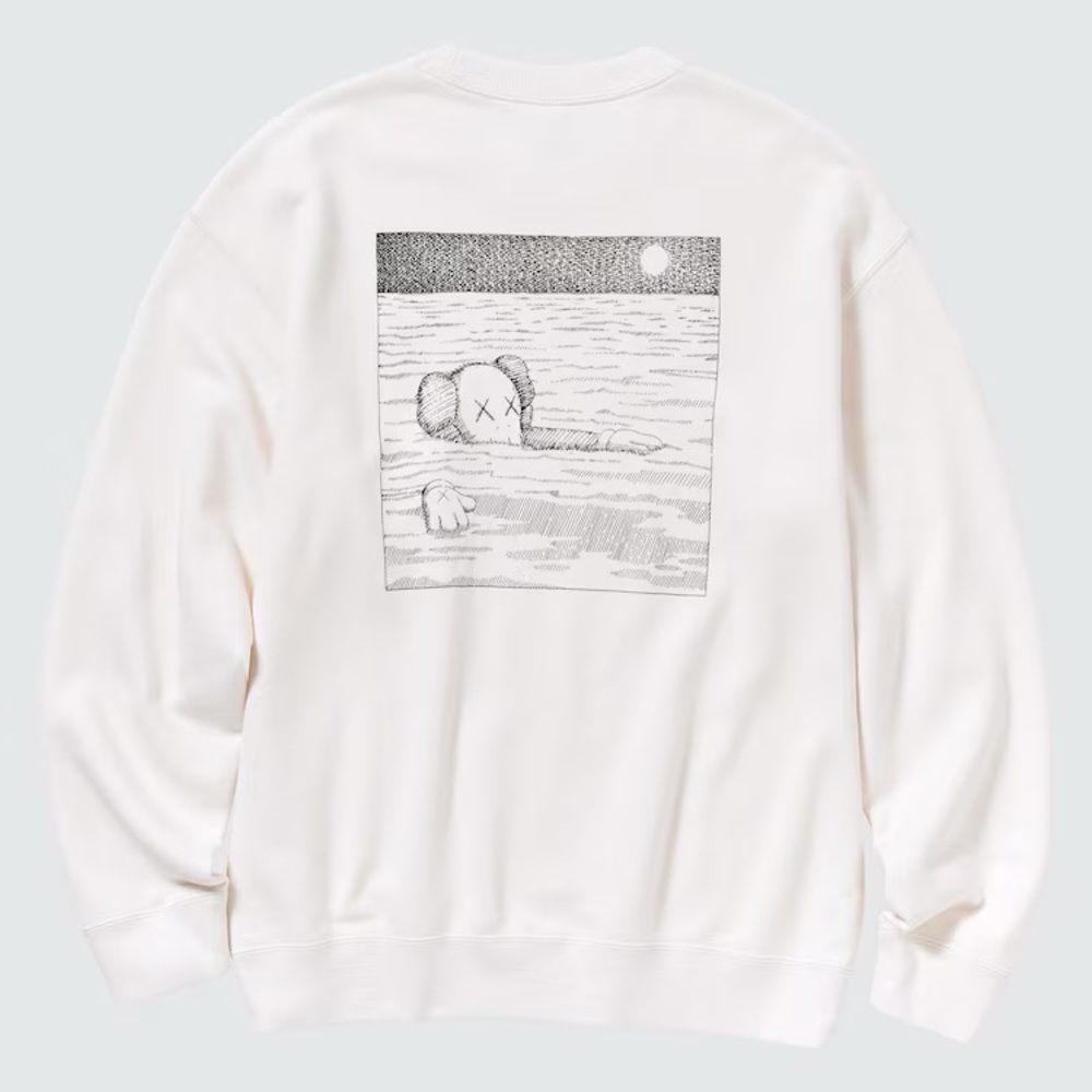 Uniqlo UT X Kaws Long Sleeve Sweater White Graphic Shirt Sz L
